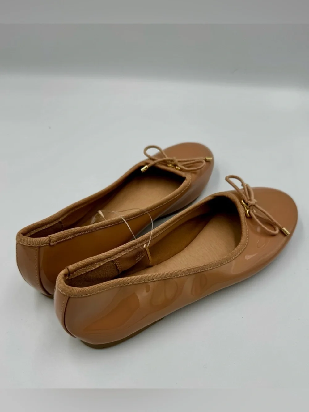 Madden NYC Tan Patent Ballet Flats Baby Bow Size 6
